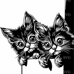 Fichier de coupe SVG 4 chatons furtifs - Silhouette de chat adorable - art félin ludique pour travaux manuels