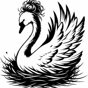 Cygne élégant avec noeud supérieur dans Nest SVG 4 fichier coupe | Beau design cygne pour projets d'artisanat