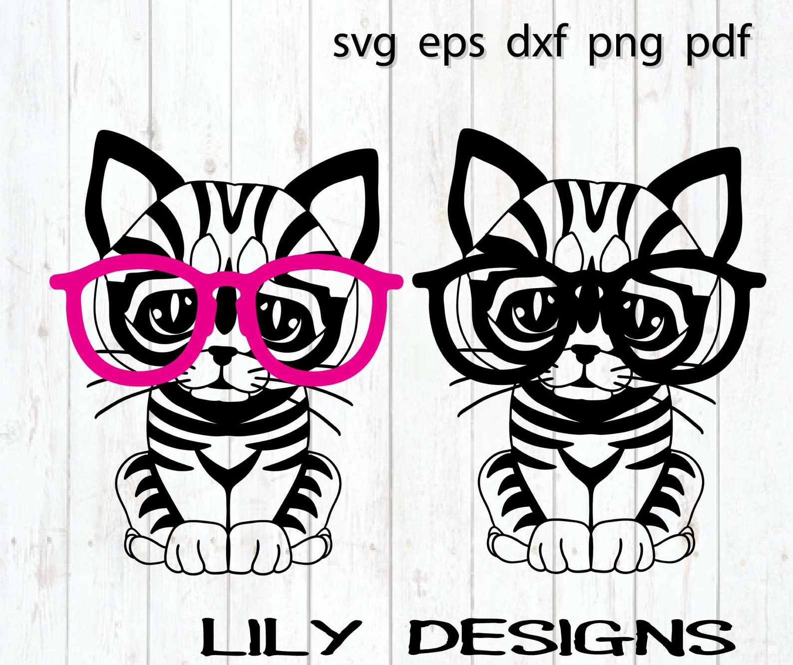 Cat glasses svg clipart teacher nerd school kitten | Etsy