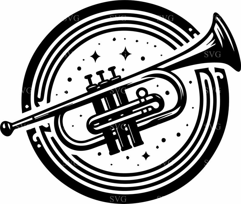 4 Trumpet SVG, Jazz Music Cut File, Brass Instrument Design for Cricut ...