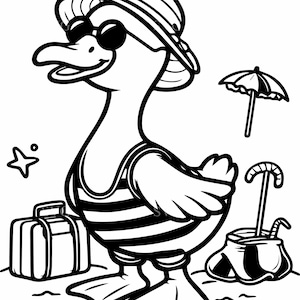 6 Beach Goose SVG - 6 Arquivos de Corte de Férias de Verão - Clipart Engraçado de Ganso em Traje de Banho para Camisetas Cricut, Copos e Artesanato DIY
