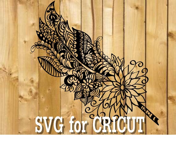 Download Feather Mandala Svg Zentangle Feather Svg Intricate Svg Etsy