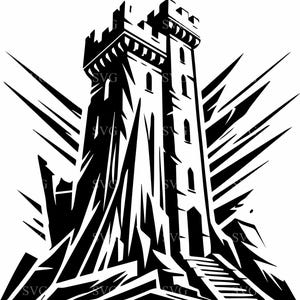 Ruined Tower SVG 6 Cut File - Ancient Crumbling Castle Tower Design - Medieval Architecture Craft SVG Art
