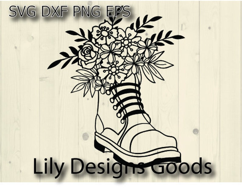Flower Boots Svg Etsy