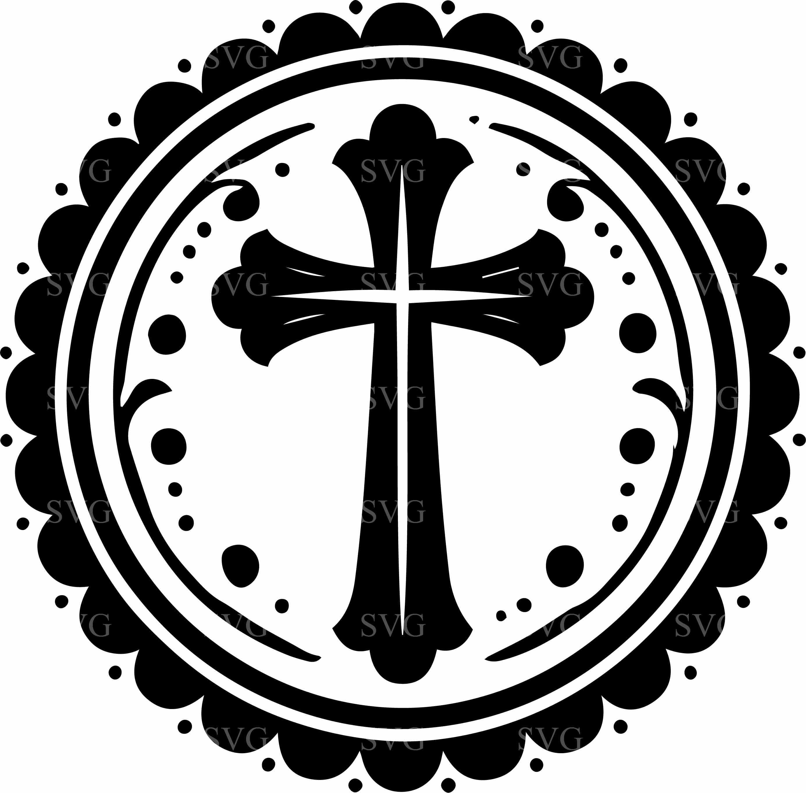 5 Circular Cross SVG Cut File, Elegant Flourish Border (digital Files ...
