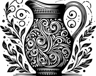 6 Vintage Pitcher SVG – Ornate Milk Jug Clipart, Farmhouse Design (Digital Download)