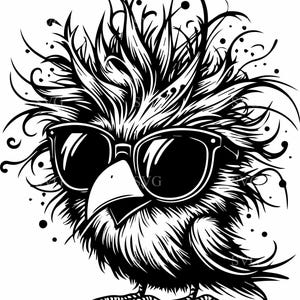 Uccello fantastico con occhiali da sole SVG / 5 eleganti clipart di animali / Divertente file di taglio fai da te per l'artigianato e l'arredamento della casa