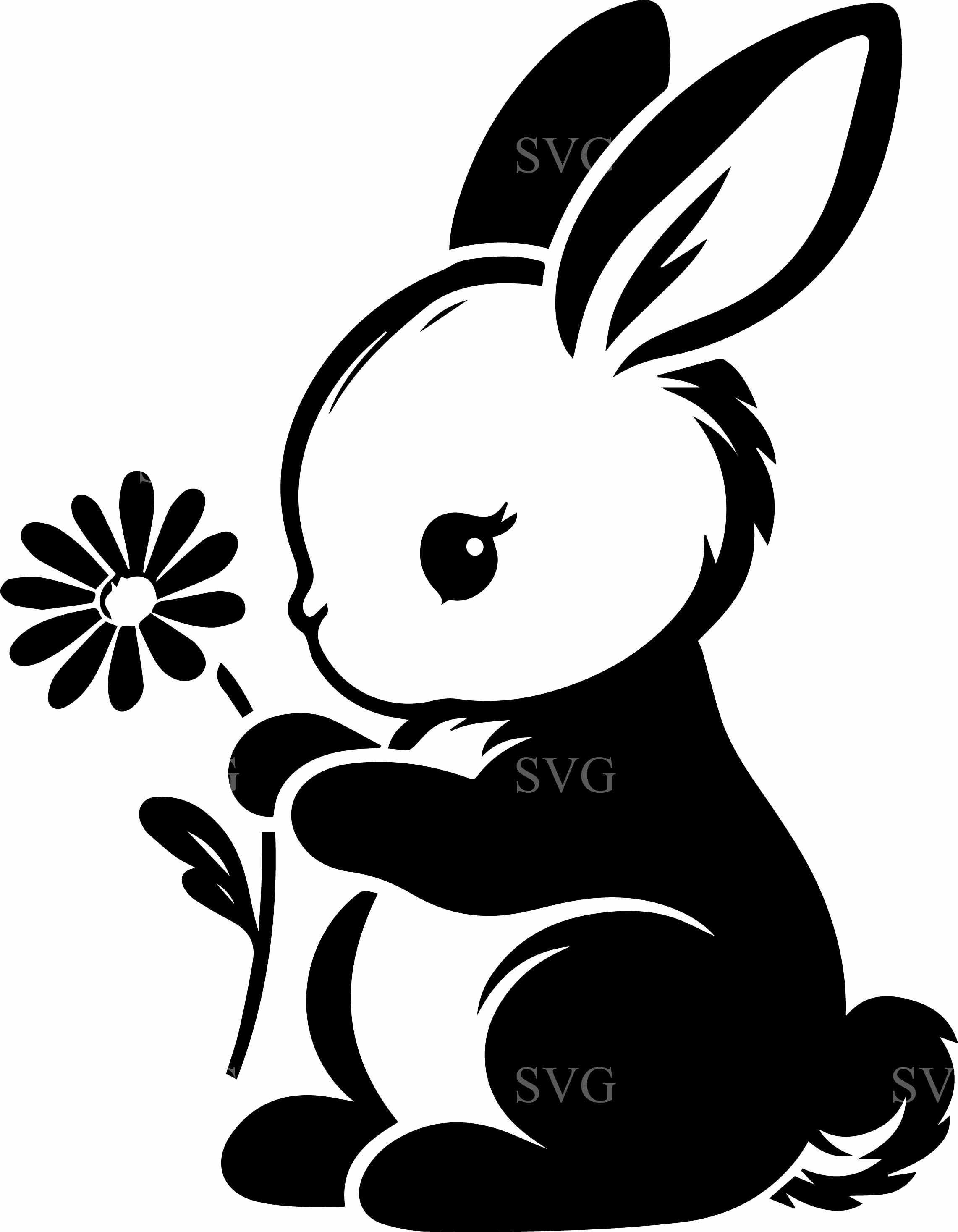 8 Flower Bunny SVG – Spring Rabbit Cut File for Cricut, Kids Craft ...