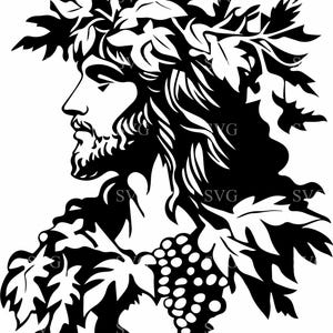 Dionysos Silhouette SVG 4 coupe fichier - dieu grec du vin et de la récolte - création mythologie bricolage