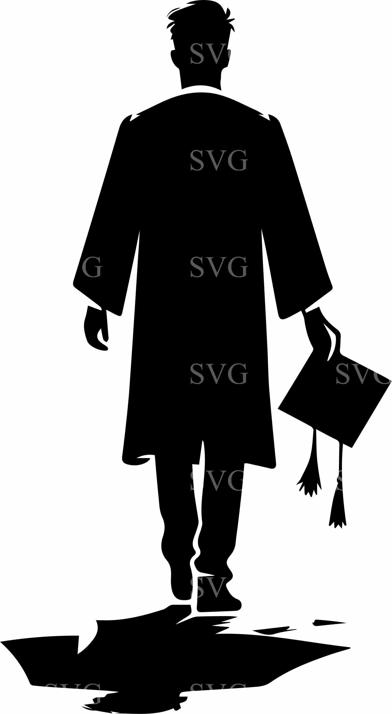 Graduation Man SVG, 5 Male Graduate Silhouette, Class of 2025 Cut File ...