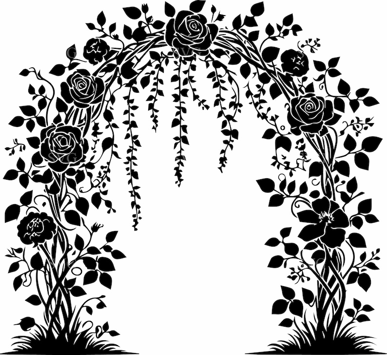Trailing Roses Svg 5 Ivy Rose Arch SVG – 5 Floral Arbor Cut File – Garden Gate Vector Art ...