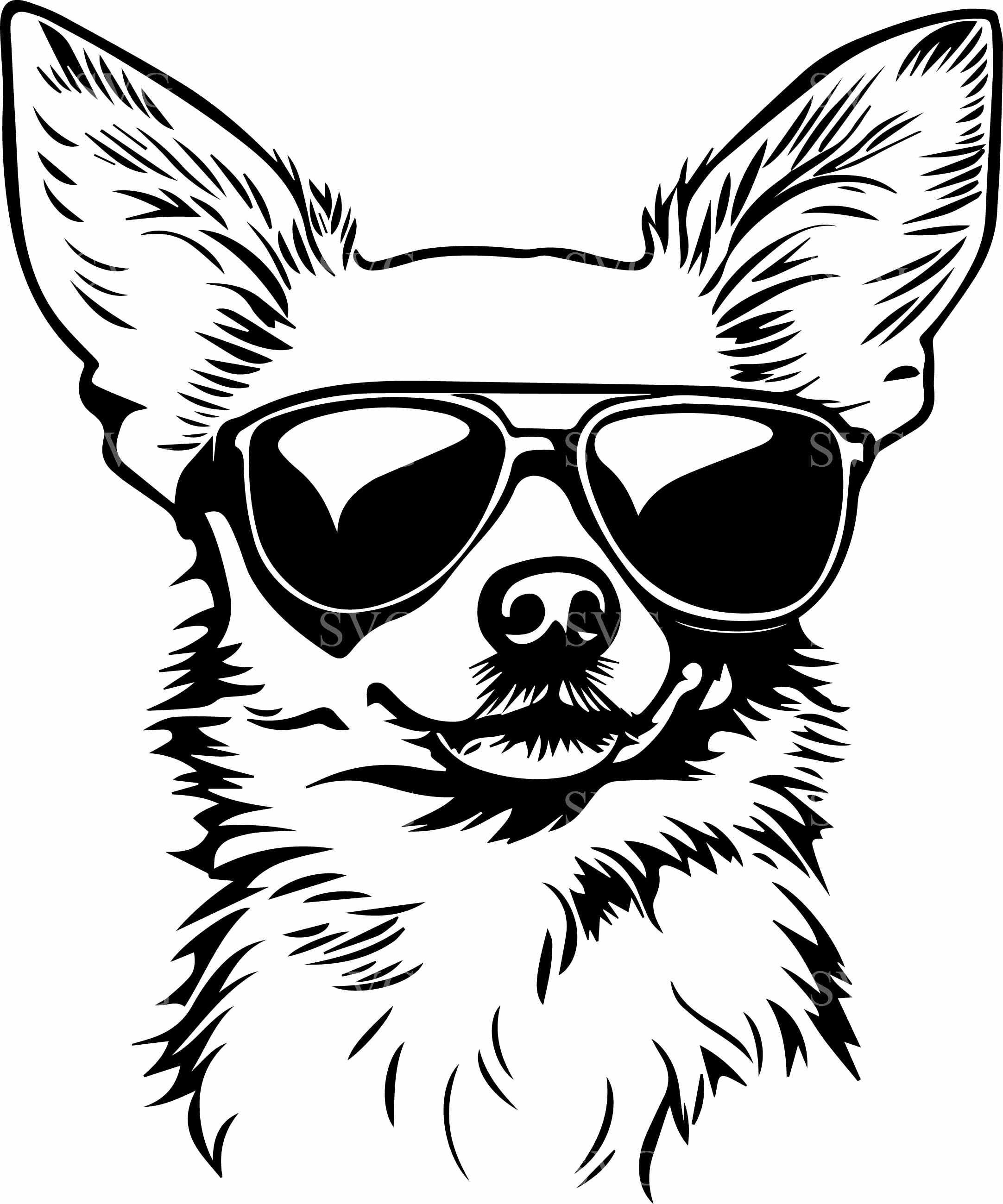 4 Chihuahua SVG Cut File Dog With Sunglasses Funny Pet Silhouette for ...