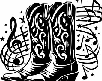 4 Country Music SVG Cut File - Cowboy Boots Vector for Crafters ...