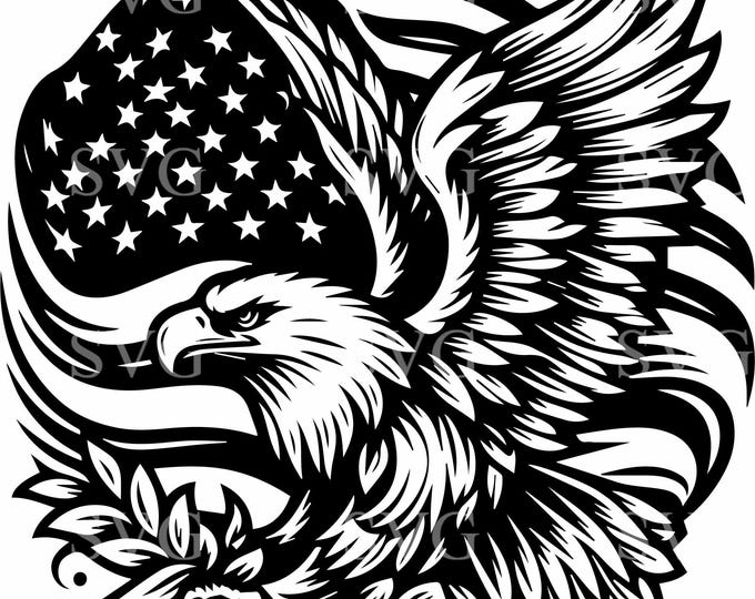 4 Patriotic Eagle SVG 4 Cut File | American Flag Bald Eagle Clipart for ...