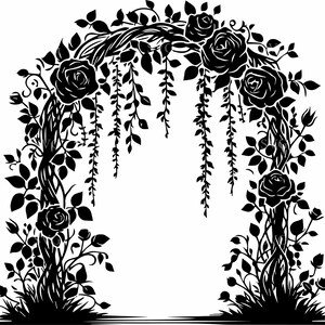 Dxf Roses Arch 6 Rose Arch SVG – Floral Wedding Decor Vector Cut File (digital ...