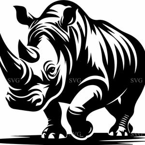 File di taglio SVG con 8 rinoceronti - 8 sagome di animali tribali per Cricut, decalcomanie in vinile, decorazioni con animali selvatici, rivestimenti per bicchieri e design per magliette