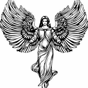 Powerful Angel SVG 8 Cut File - Strong Winged Guardian Design - Spiritual Artwork for Cricut Projects