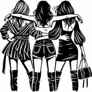 Elegante Frauen Silhouette SVG 6 Schnittdatei - Modische Freunde Design - DIY Craft Project