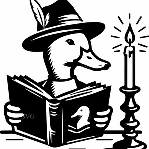 4 Ganso de leitura à luz de velas – arquivo de corte SVG – 4 clipart de animais excêntricos para artesanato de inverno, placas de feriados, decoração infantil, corte a laser