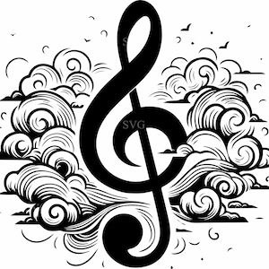 7 Clé de sol tourbillonnante SVG – 7 symboles musicaux coupés fichier – Conception Cricut pour créations musicales, tatouage élégant, cadeaux de musicien et décoration