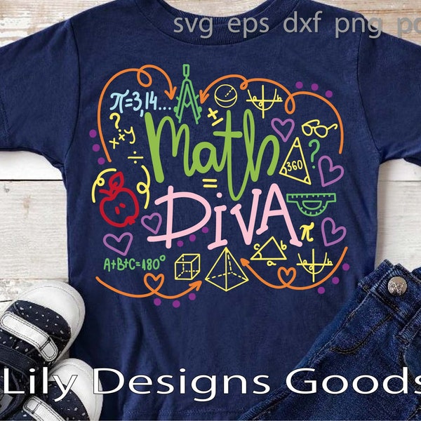 Math diva svg, teacher svg, cut file, math svg, math, svg, digital, math teacher, teacher shirt svg, science teacher svg