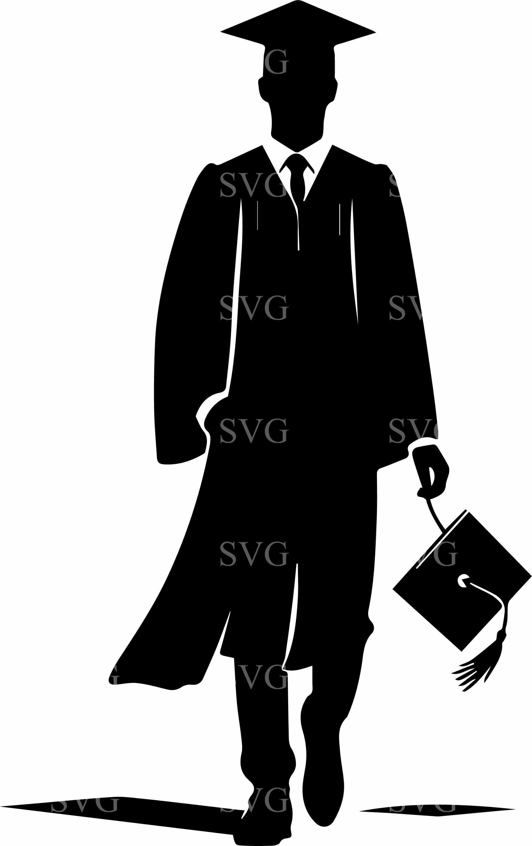Graduation Man SVG, 5 Male Graduate Silhouette, Class of 2025 Cut File ...