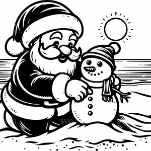 5 Beach Santa SVG - 5 Summer Snowman Christmas Cut File for Cricut, Funny Holiday Crafts, Coastal Decor & Sublimation Designs