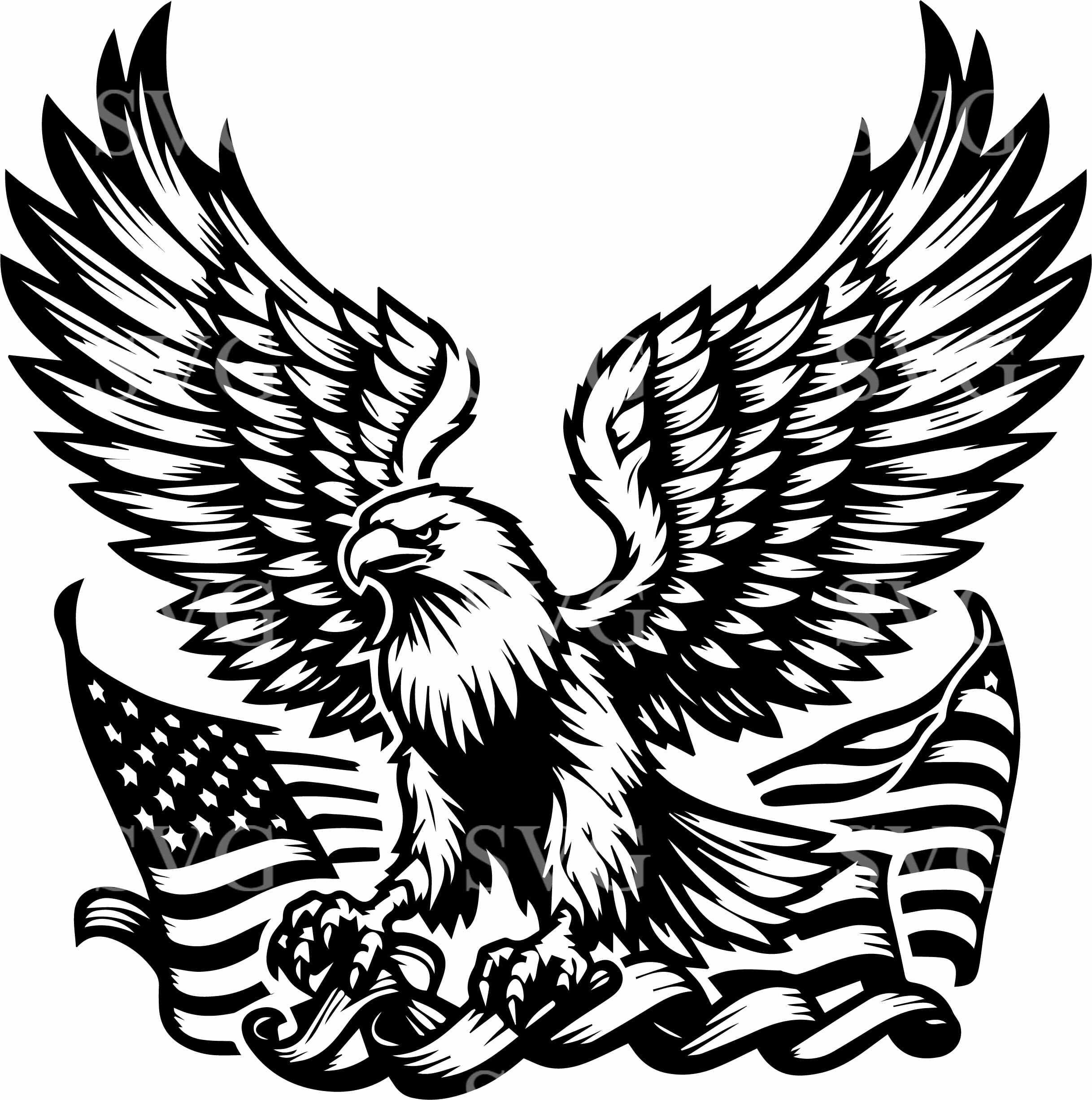 4 American Svg Eagle SVG 4 Cut File | Bald Eagle With Flag Clipart for ...