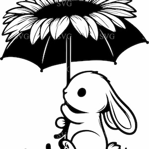 Fichier de coupe lapin floral mignon lapin SVG 3 tournesol pour travaux manuels Cricut et Silhouette