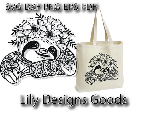 Download Sloth Svg Sloth Flower Crown Svg For Cricut Sloth Mandala Etsy