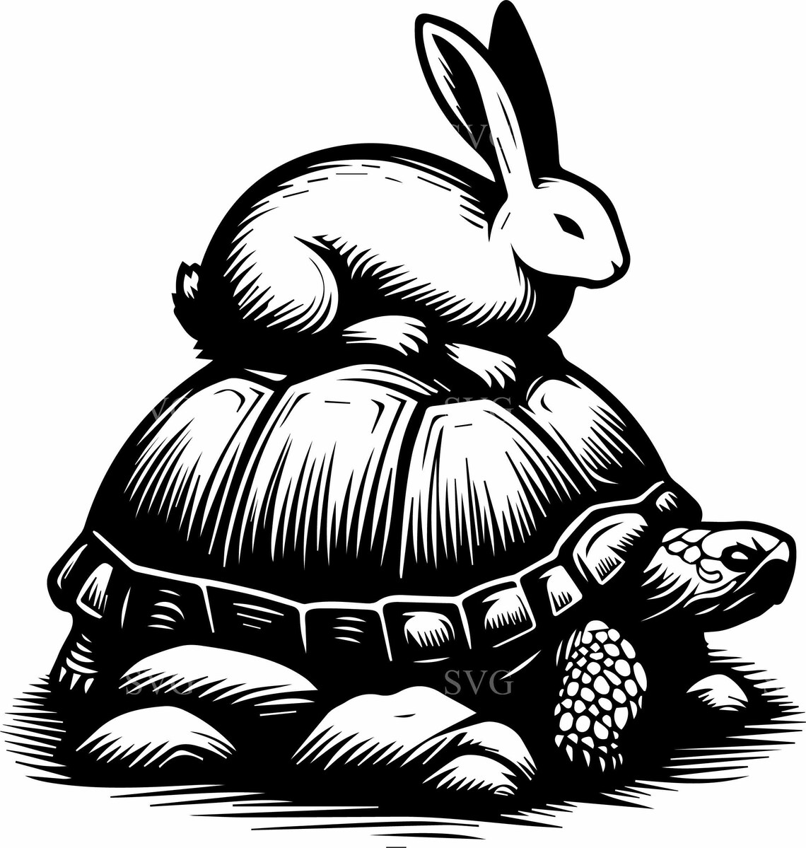 5 Turtle and Rabbit SVG: Fable Silhouette Vector Design (digital ...
