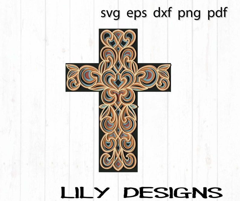 Download 3D Mandala Layered Cross Svg - Layered SVG Cut File