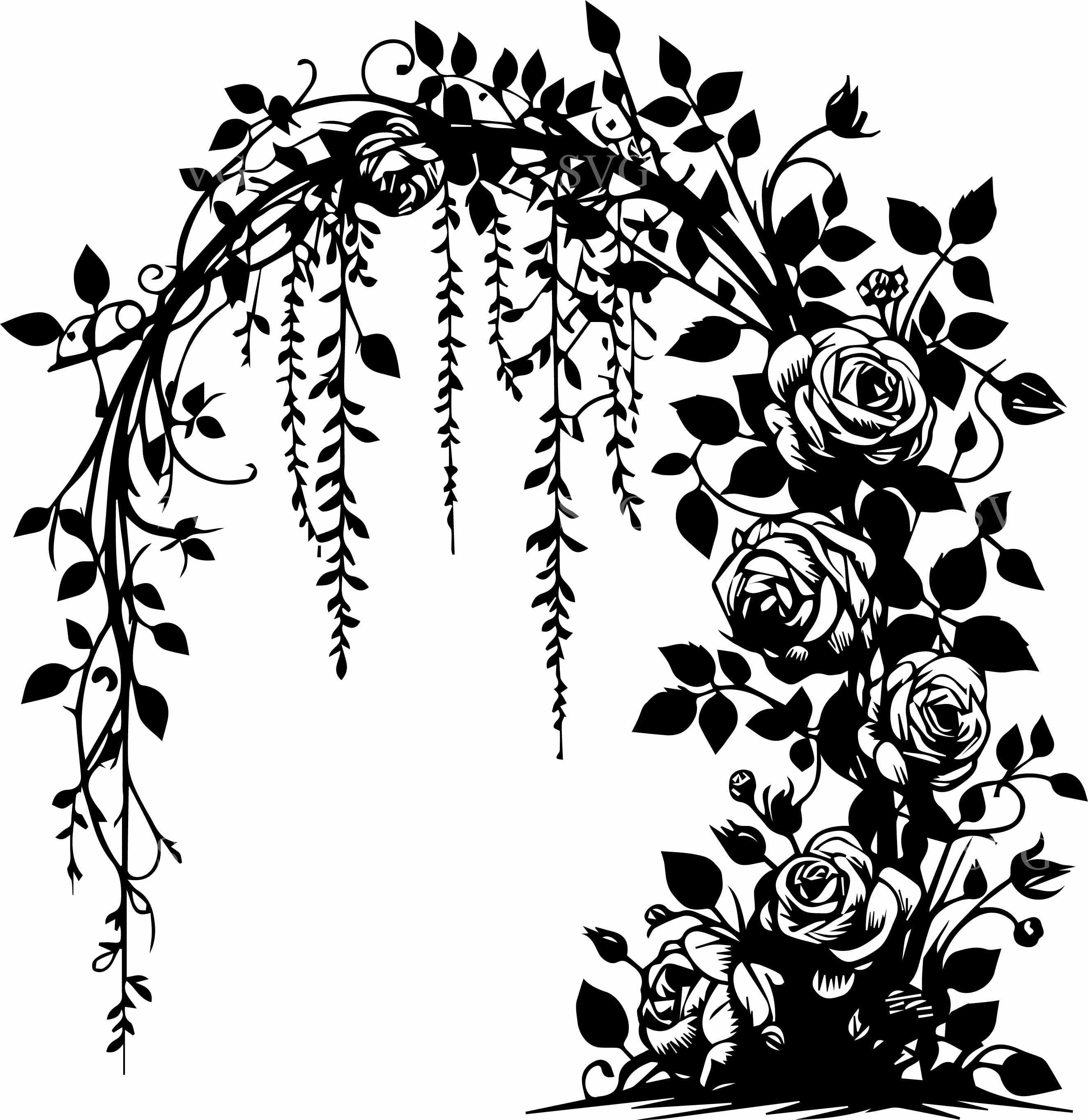 Dxf Roses Arch 6 Rose Arch SVG – Floral Wedding Decor Vector Cut File (digital ...