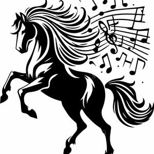 8 Musikpferd SVG - 8 Majestätische Hengstschnittdatei - Cricut-Design für Musikliebhaber, Tattoo-Kunst, Reitdekor und Kunsthandwerk