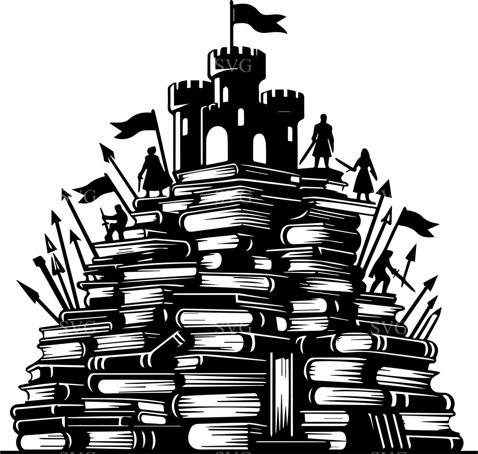 7 Book Castle SVG – Medieval Library Fortress Cut File - Etsy