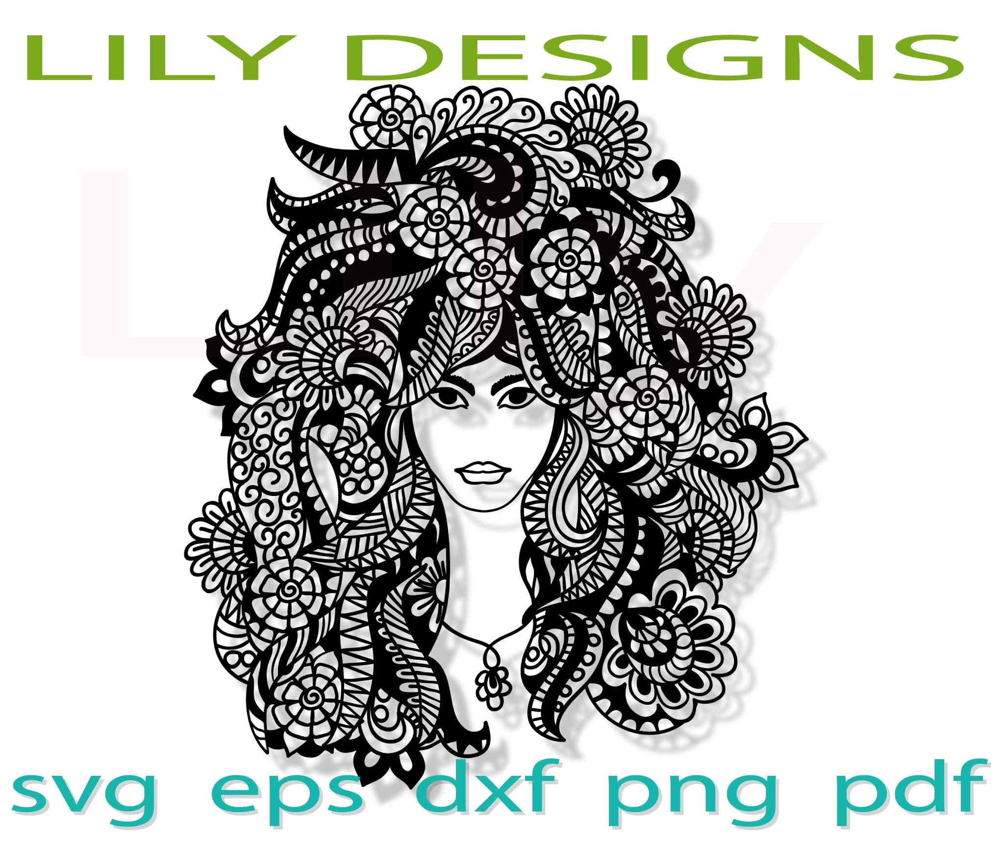 Download Hair Mandala Girl Svg Fairy Afro Flower Drawing Etsy