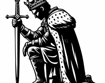 4 Kneeling King with Sword SVG – Medieval Royalty Art (Digital Download)