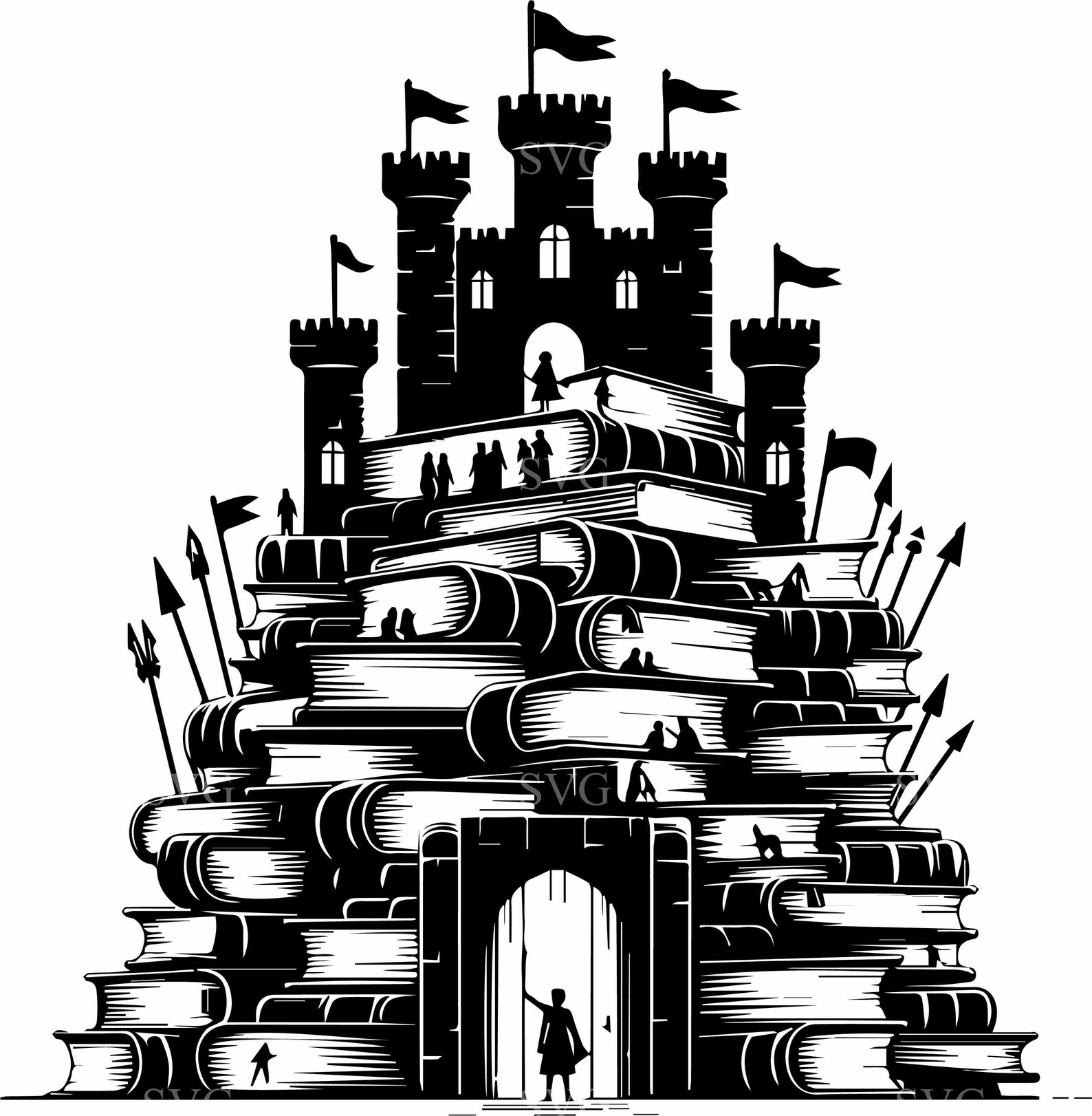 7 Book Castle SVG – Medieval Library Fortress Cut File - Etsy