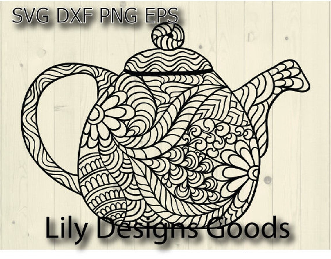 Tea cup mandala svg tea zentangle svg teapot svg mandala Etsy