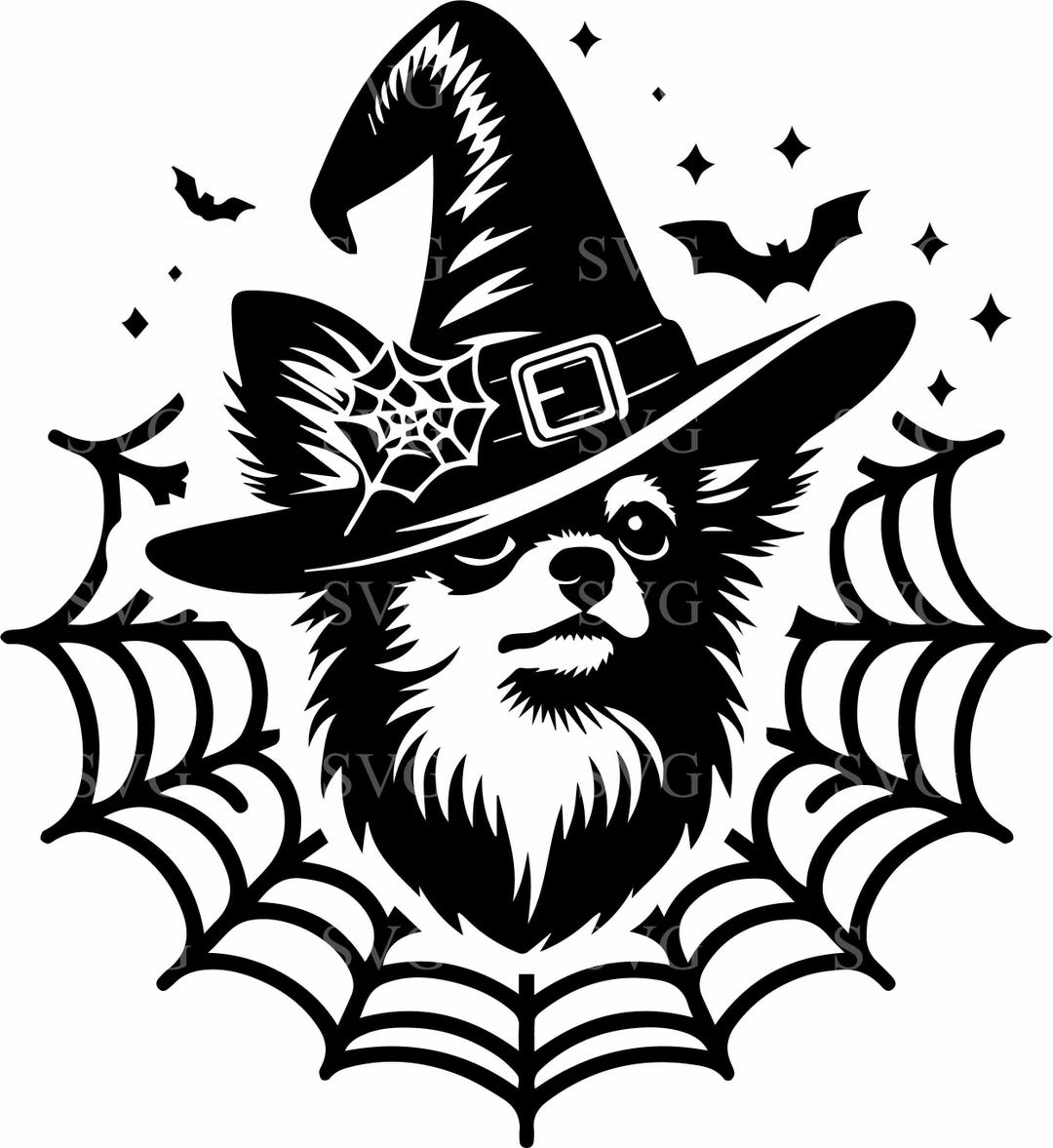 8 Chihuahua Witch SVG 8 Halloween Cut File, Cute Dog With Hat and ...