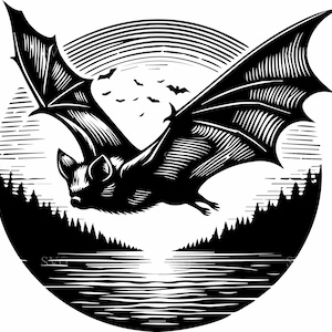 4 fliegende Fledermaus SVG Schnittdatei - 4 Halloween Tier Clipart für Cricut & Silhouette - Spooky Night Wildlife Digital Download