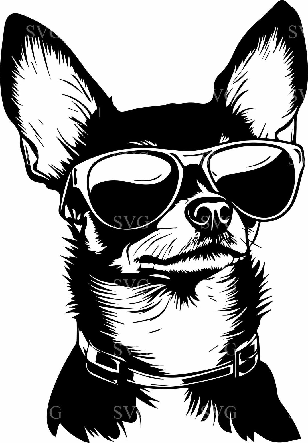 4 Chihuahua SVG Cut File Dog With Sunglasses Funny Pet Silhouette for ...