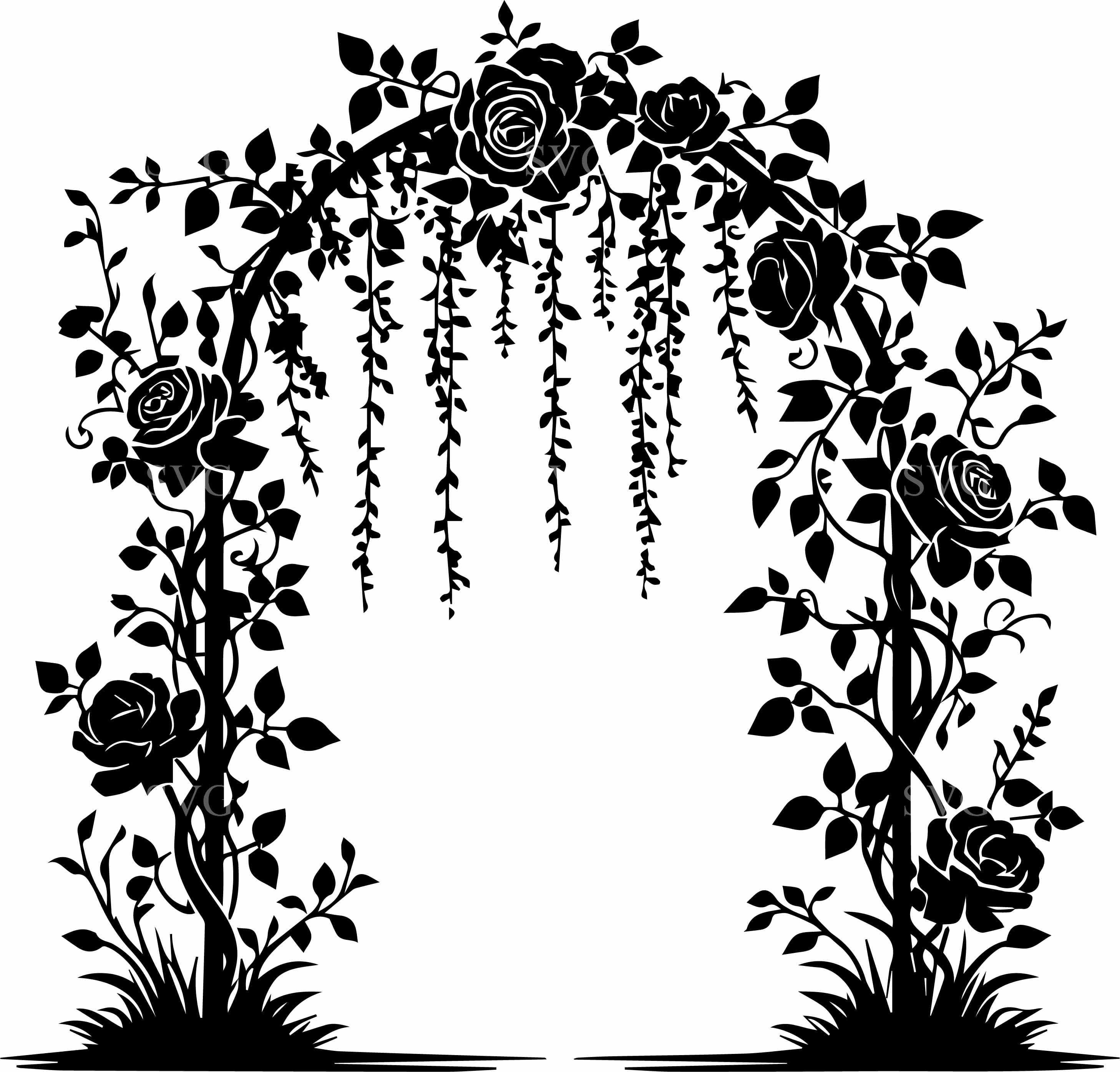 Dxf Roses Arch 6 Rose Arch SVG – Floral Wedding Decor Vector Cut File (digital ...