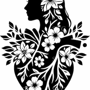 5 SVG de corazón anatómico con flores y hojas: archivo de corte botánico para Cricut y Silhouette. Clipart de amor natural.