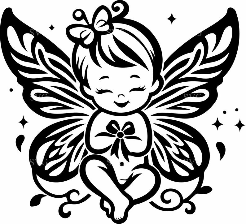 8 Butterfly Baby SVG – Fairy Girl Cut File – Nursery Art, Infant ...