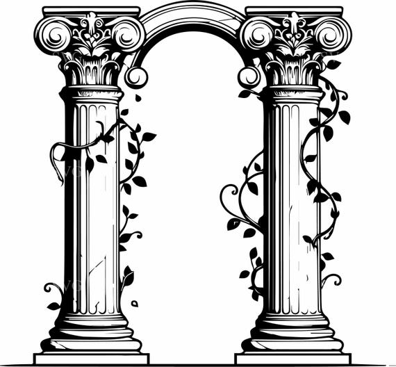 4 Bogen Efeu SVG Schnittdatei - 4 rmische Sule Clipart fr Hochzeit &  Garten Dekor - Elegante Sule Digital Download - Etsy.de