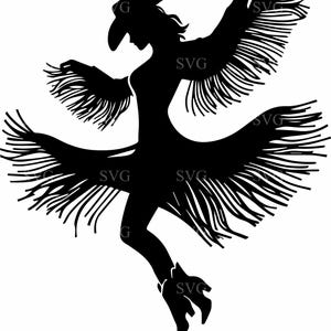 7 danse cow-girl SVG, 7 silhouette de femme western, tenue country à franges fichier coupé pour Cricut & découpe laser