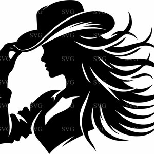 4 Silhouette de cow-girl SVG, fichier de coupe femme Western 4, confiant pays fille des cliparts pour Cricut & découpe laser