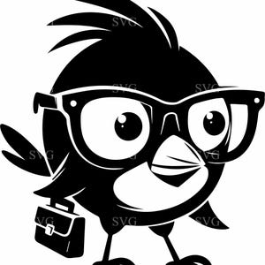 4 divertenti uccelli SVG con occhiali, 4 graziosi file di taglio gufo, adorabile gufo dei cartoni animati per artigianato, bambini, progetti fai da te