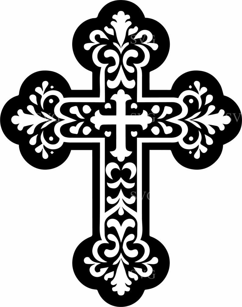 8 Ornate Cross SVG – Religious Cut File, Christian Silhouette (digital ...